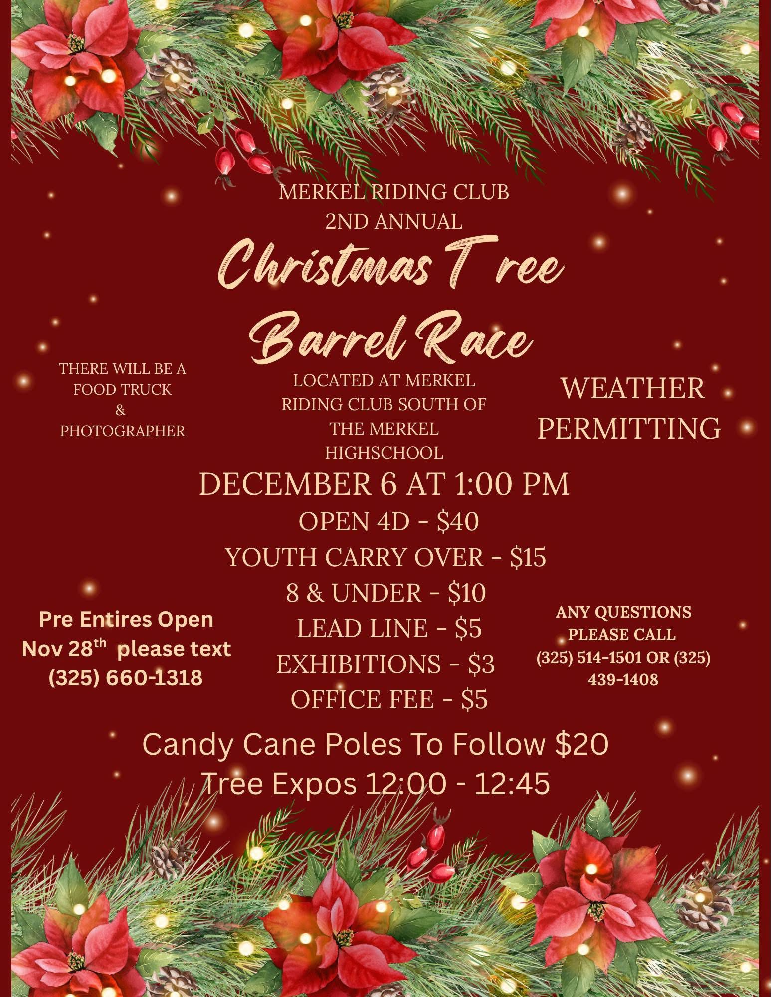 Flyer 1 for Merkel Riding Club 2nd Annual Christmas Tree Barrel Race