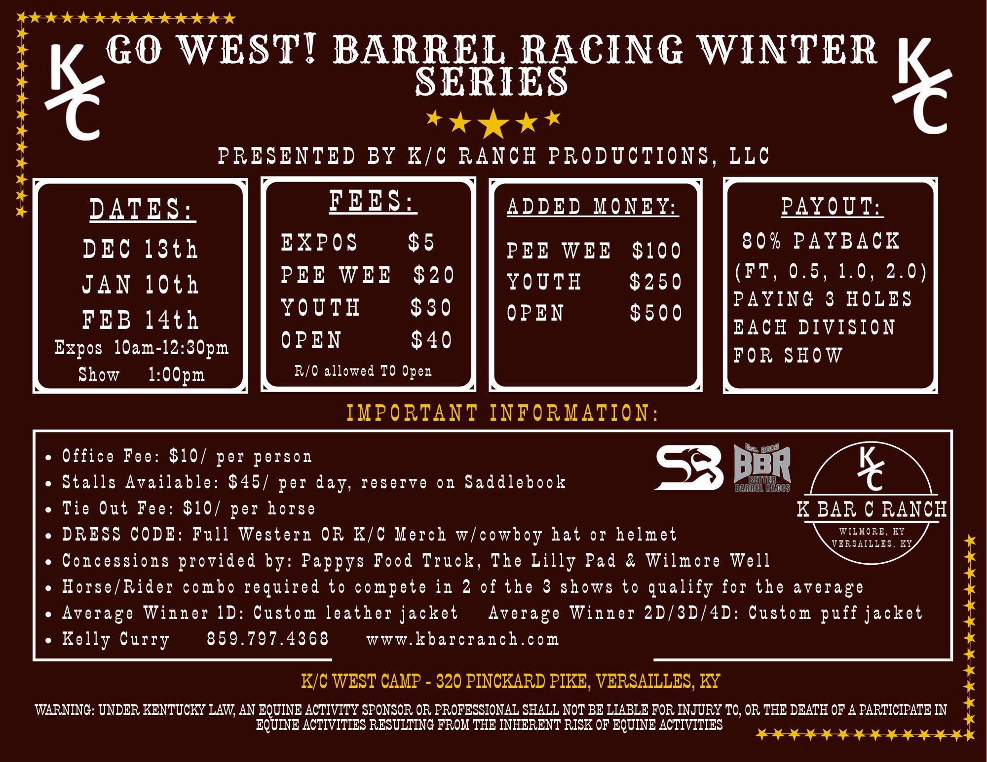 Flyer 1 for Go West! Barrel Racing Winter Series