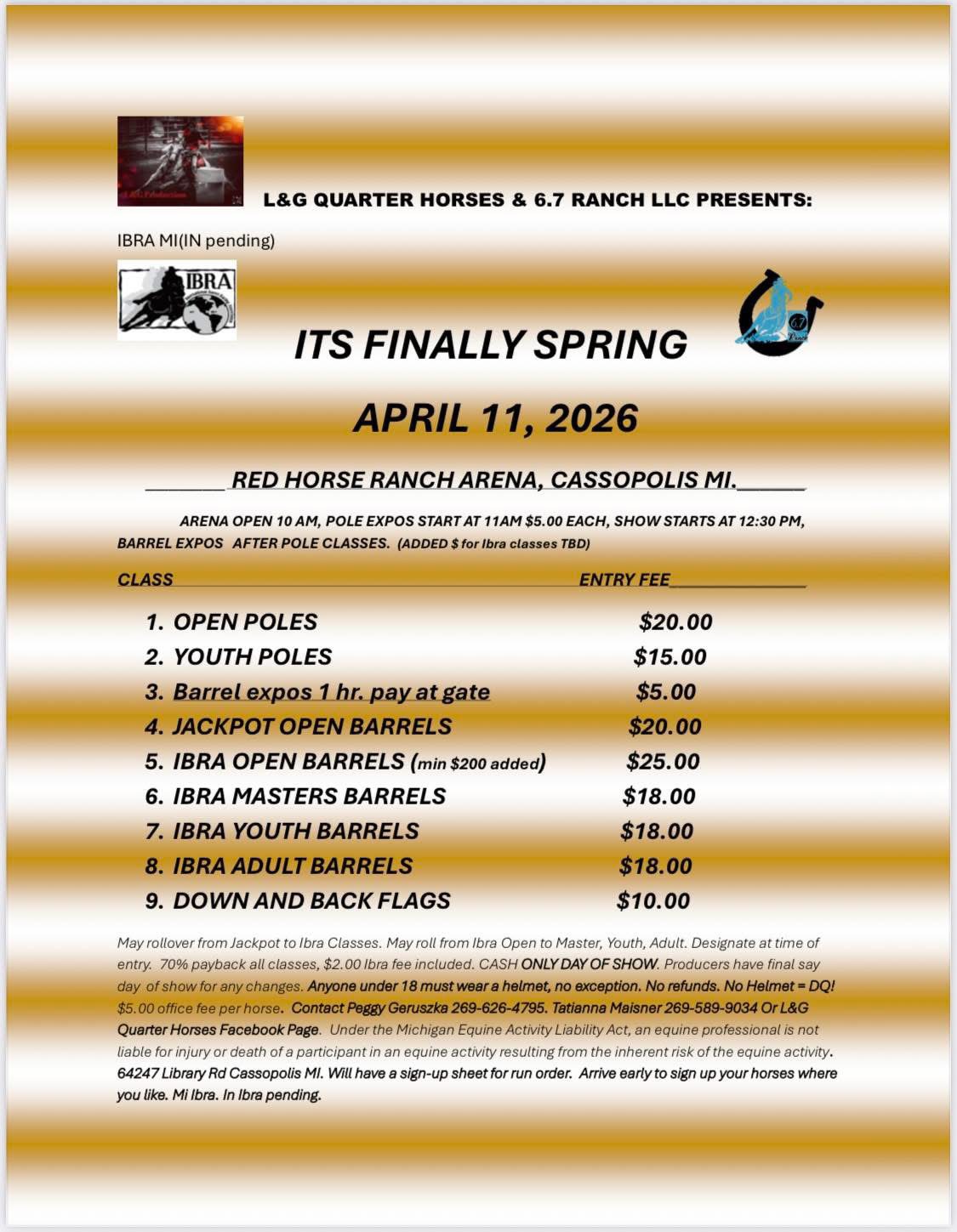 Flyer 1 for L & G Quarter Horses & 6.7 Ranch LLC presents Its Finally Spring