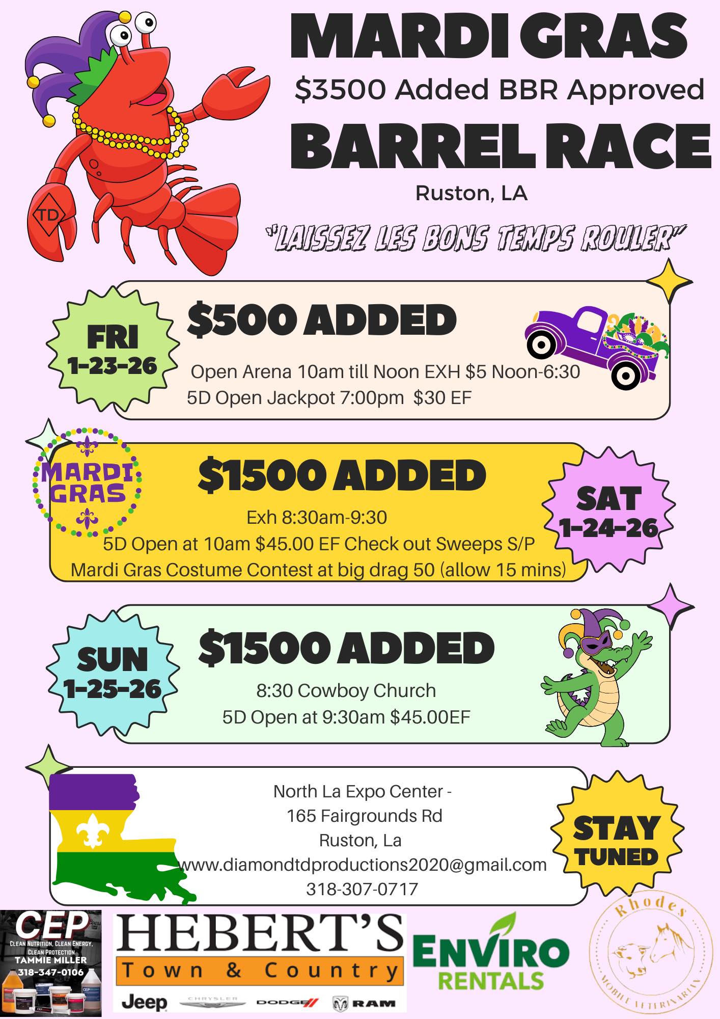 Flyer 1 for Mardi Gras Barrel Race