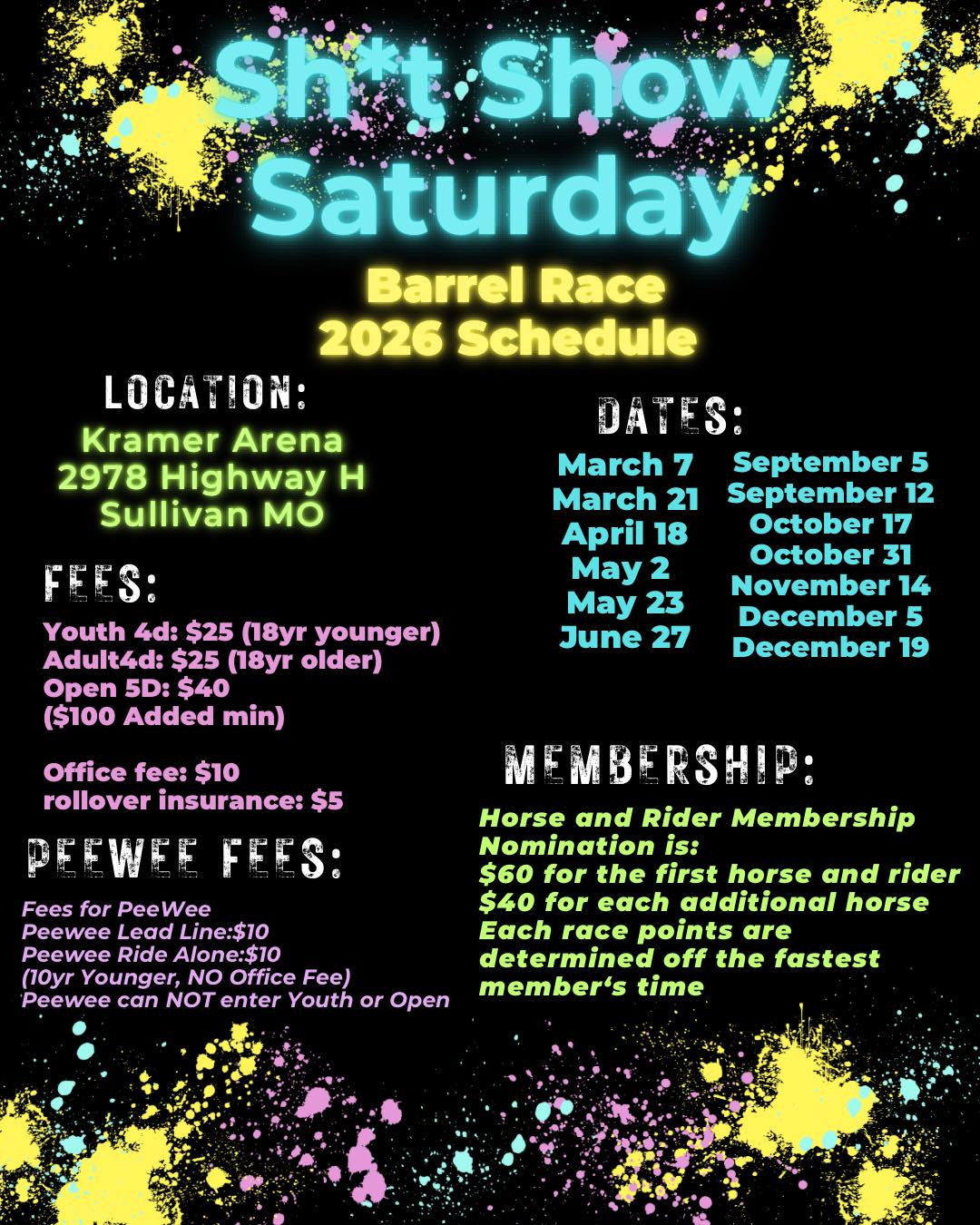 Flyer 1 for Sh*t Show Saturday 2026 Dates