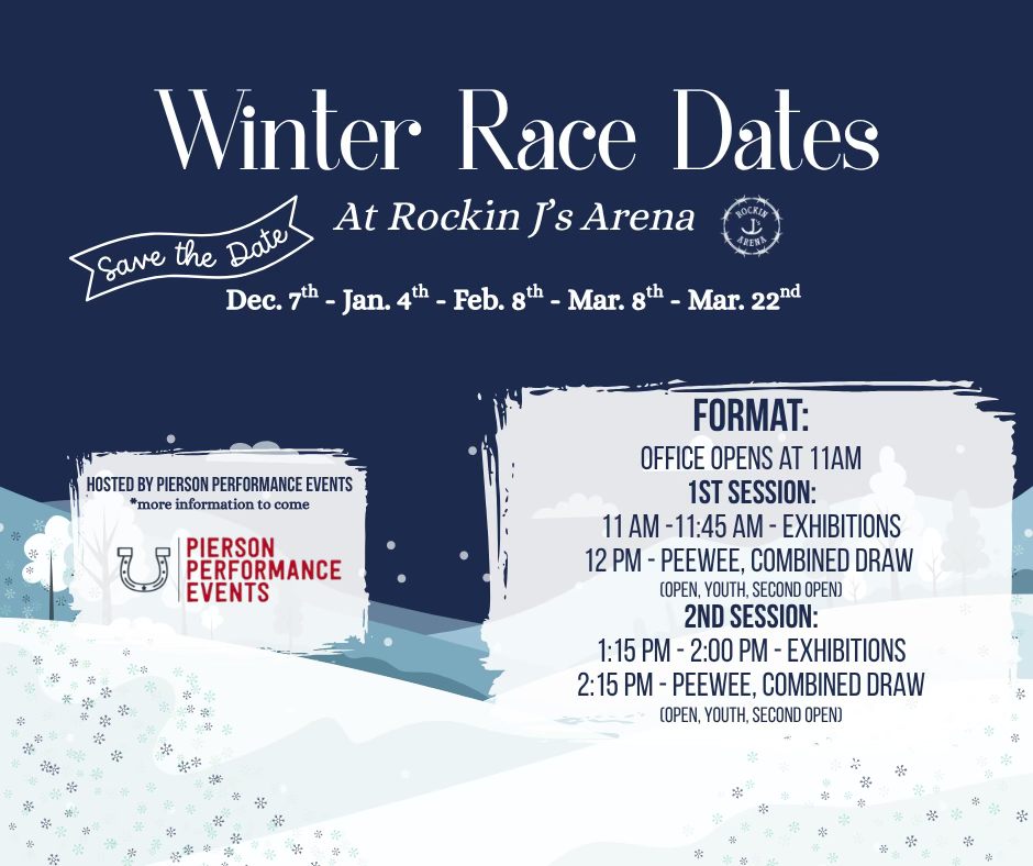 Flyer 1 for Winter Race Dates at Rockin J's Arena