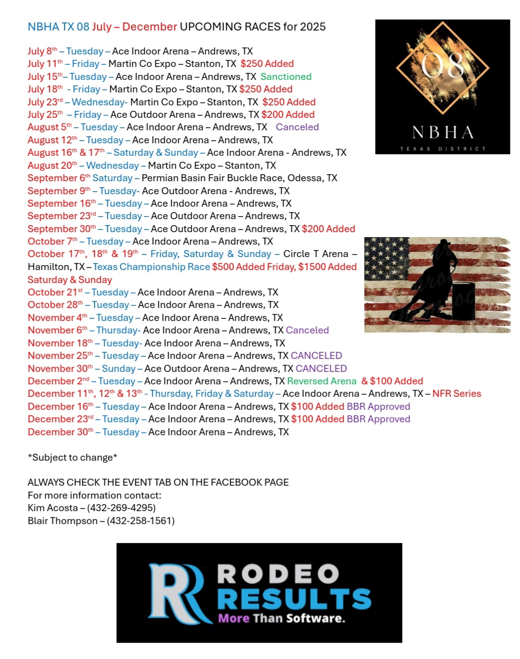 Flyer 1 for NBHA TX 08
Please note 11/25 & 11/30 have been CANCELED