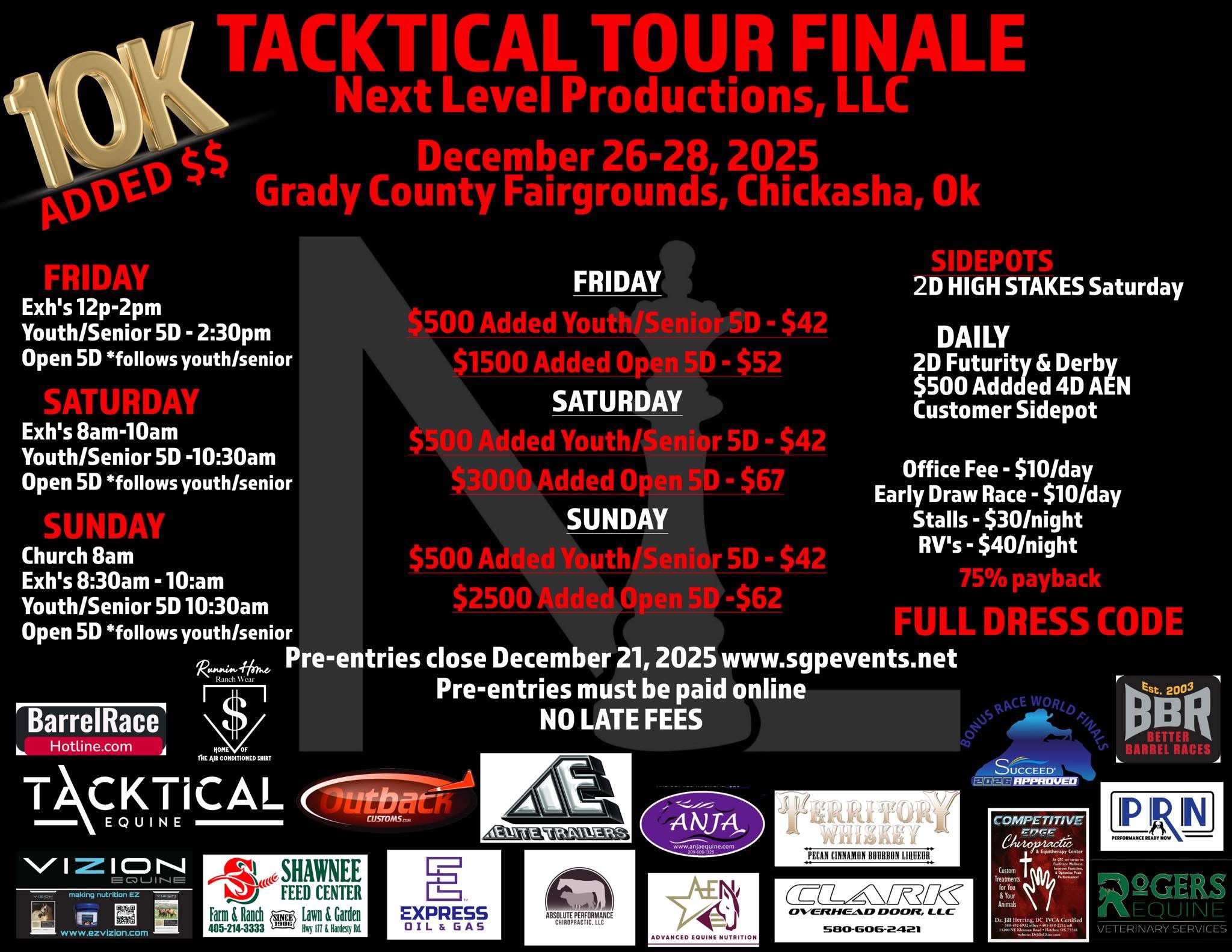 Flyer 1 for Next Level Productions 2025 Tacktital Tour  Saddle Series