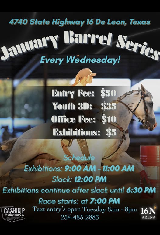 Flyer 1 for January Barrel Series Wednesdays