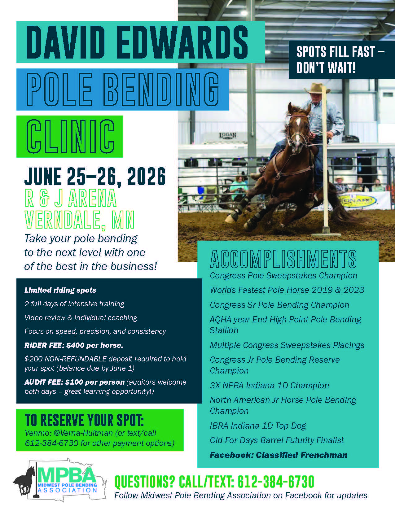 Flyer 1 for David Edwards Pole Bending Clinic