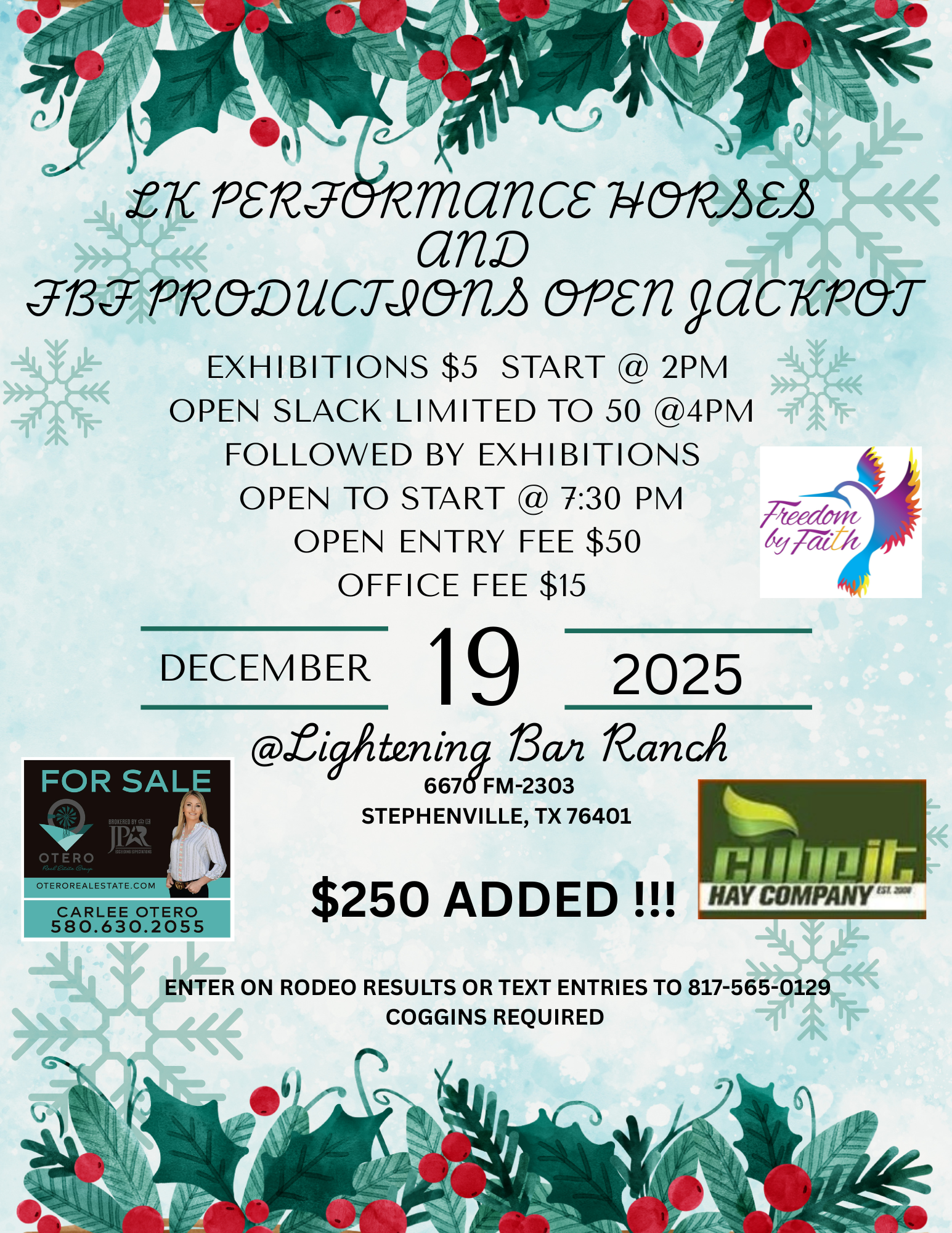 Flyer 1 for LK Performance Horses and FBF Open Jackpot