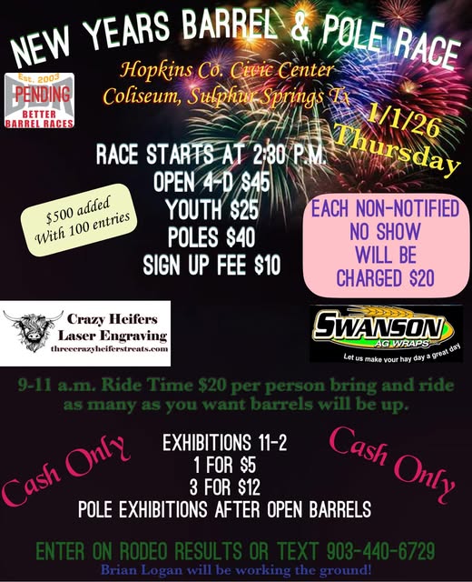 Flyer 1 for New Years Barrel & Pole Race