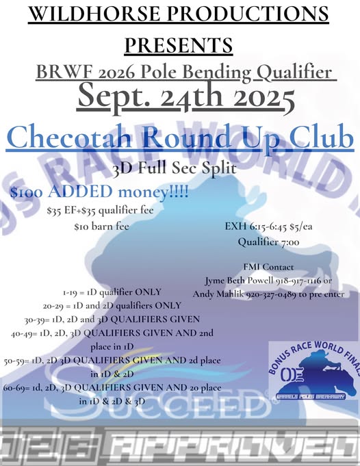 Flyer 2 for BRWF Polebending Qual & Wildhorse Prod Open 4D Series