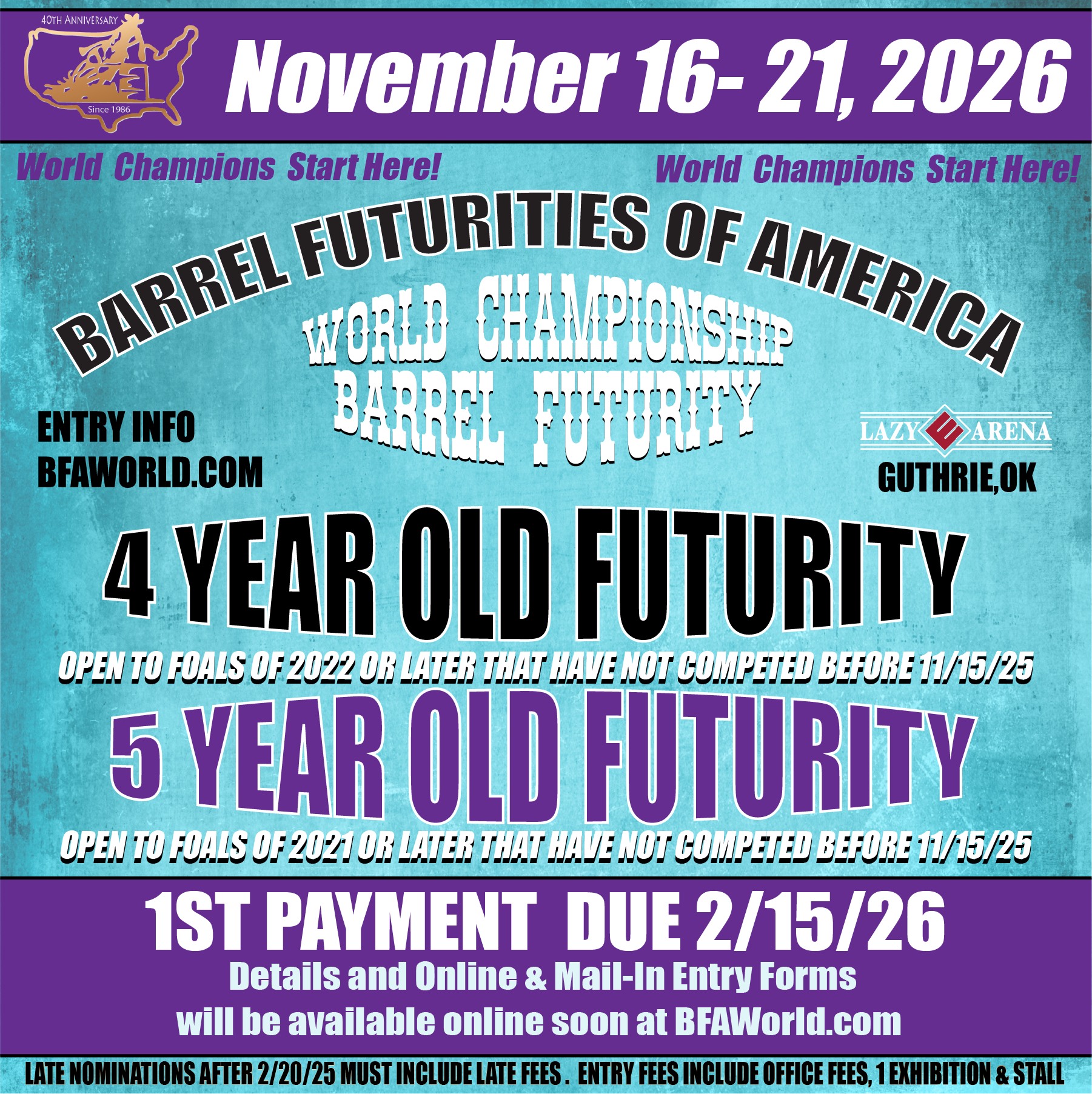 Flyer 1 for BFA Barrel Futurities of America World Championship Futurity