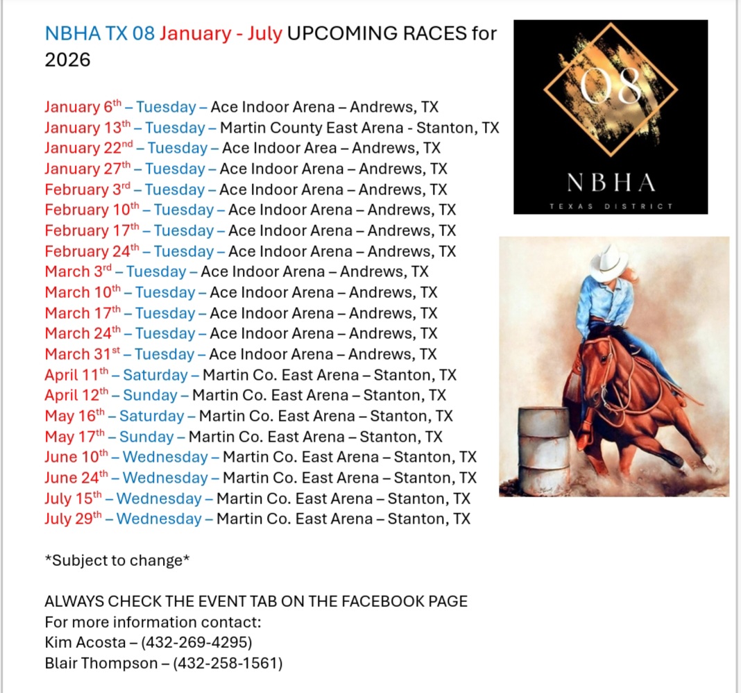 Flyer 1 for NBHA TX O8 Updated schedule 