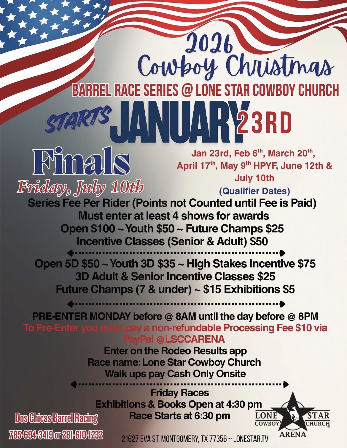 Flyer 1 for Dos Chicas Barrel Racing 