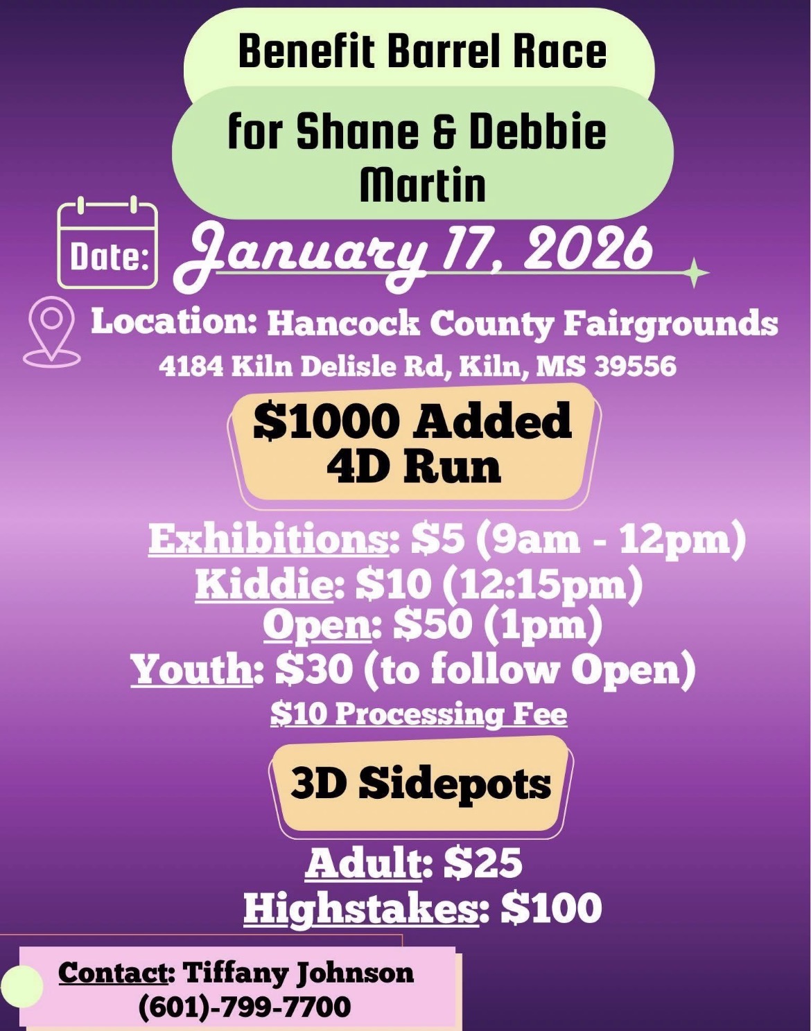 Flyer 1 for Benefit Race for Shane & Debbie Martin 