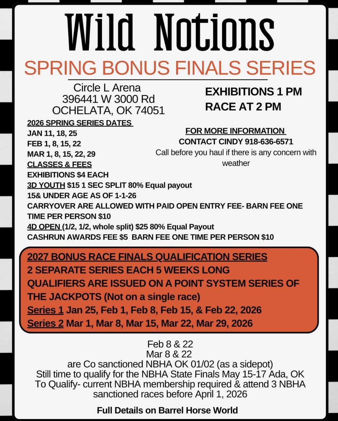 Flyer 1 for Wild Notions Spring Bonus Finals Series 