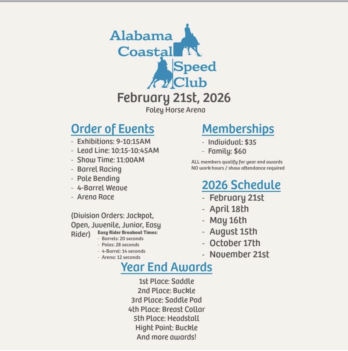 Flyer 1 for Alabama Coastal Speed Club 