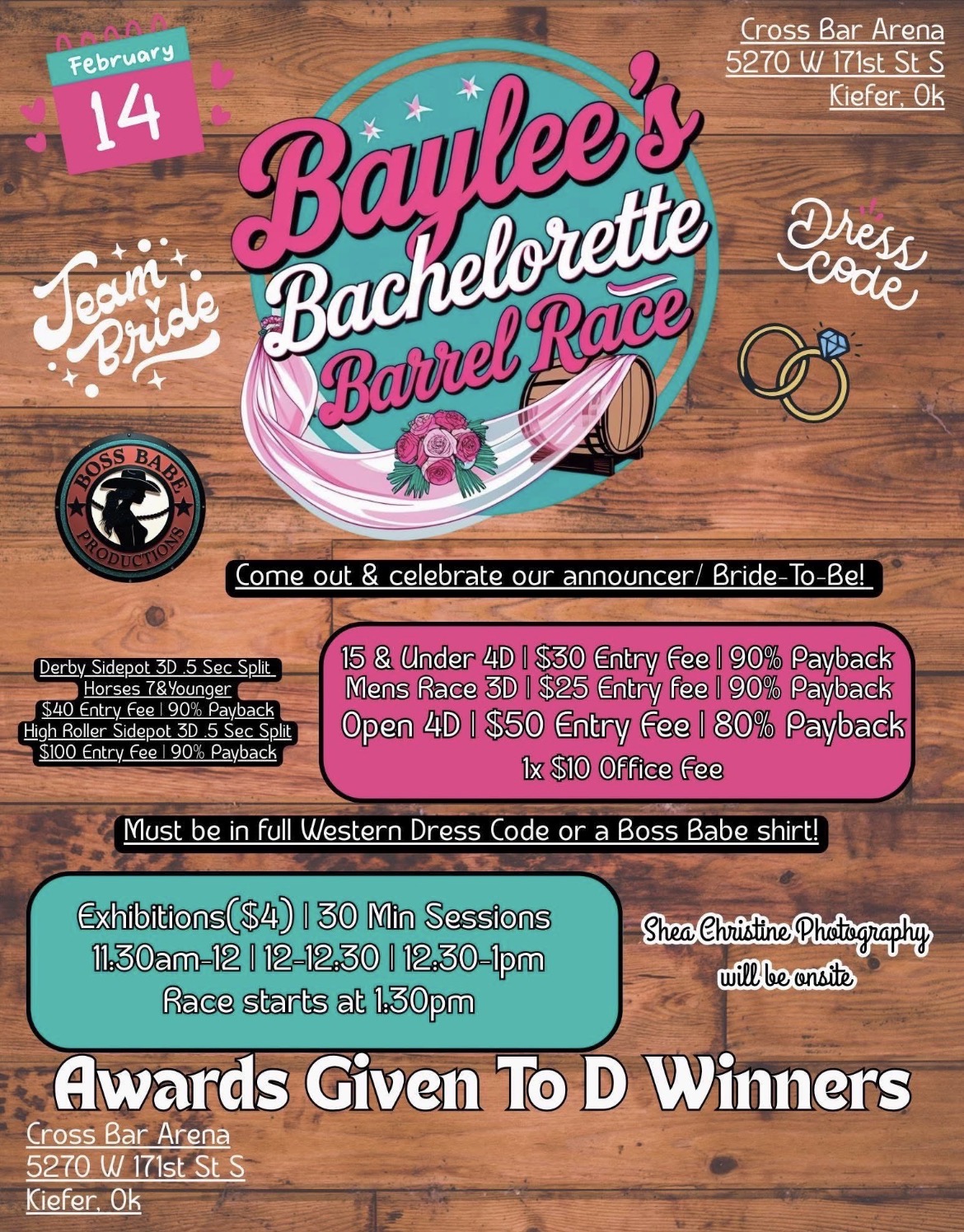Flyer 1 for Baylee’s Bachelorette Barrel Race 