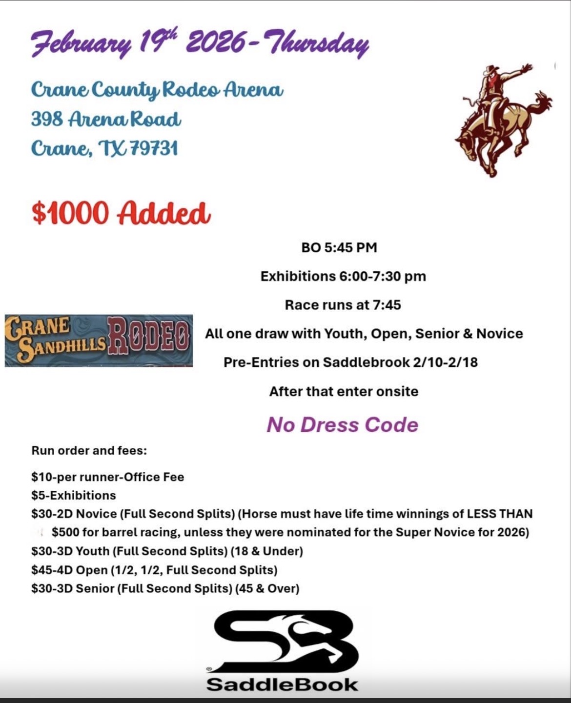 Flyer 1 for Crane County Rodeo Arena 