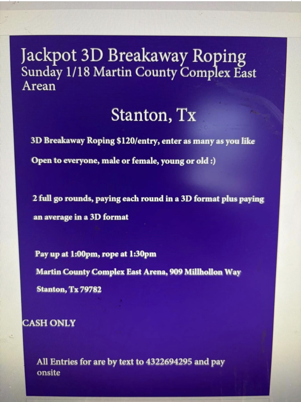 Flyer 1 for Jackpot 3D Breakaway Roping 