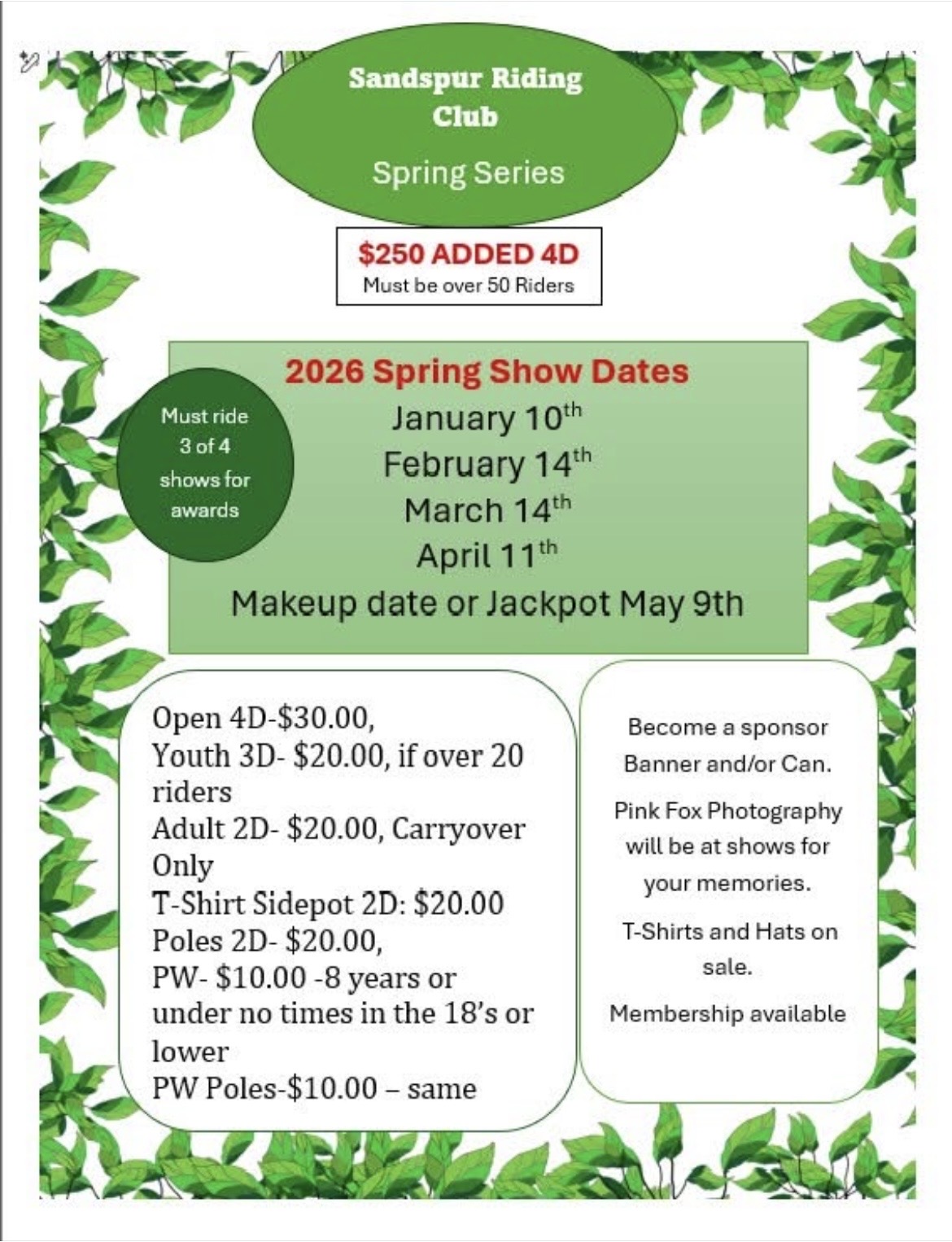 Flyer 1 for Sandspur riding club 