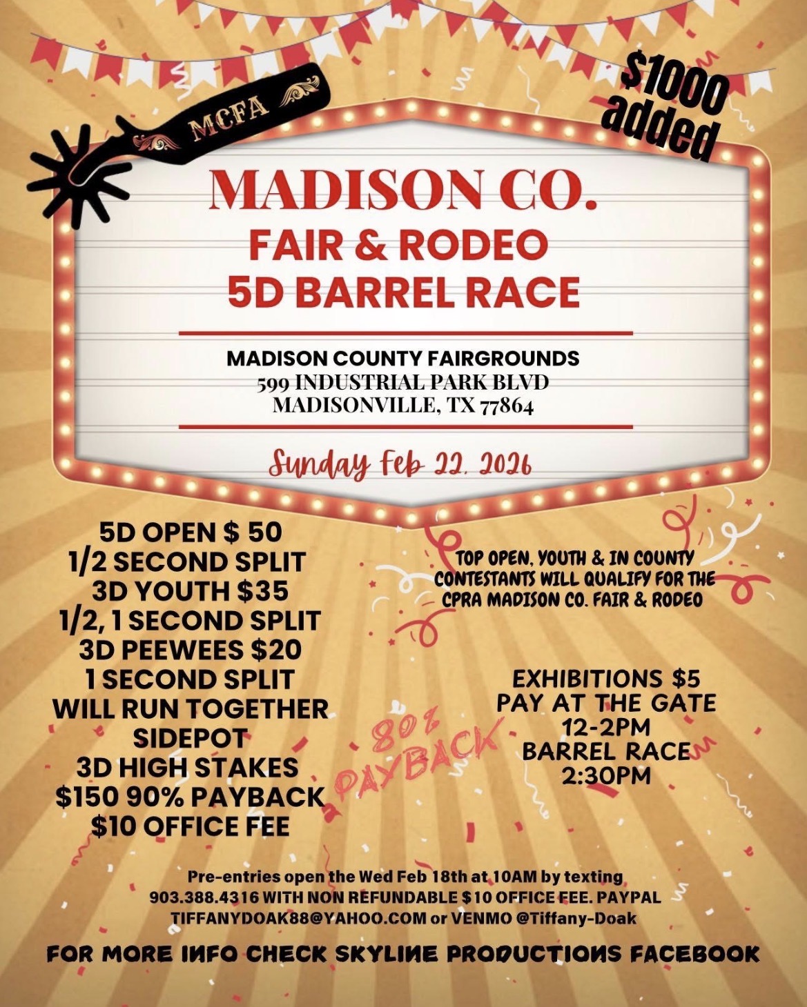 Flyer 1 for Madison Co Fair & Rodeo 5D Barrel Race 