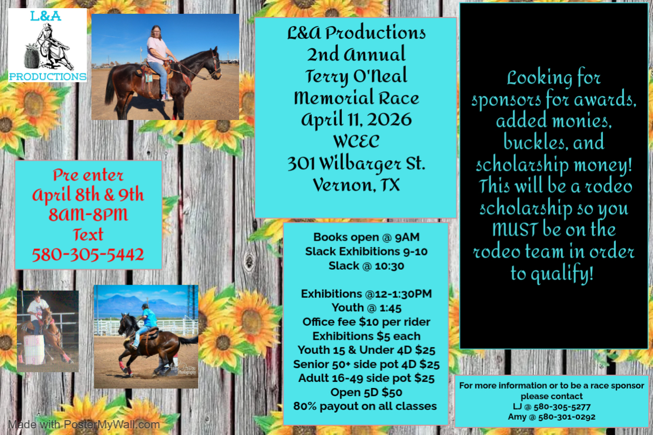 Flyer 1 for 2nd Annual Terry O'Neal Memorial Barrel Race