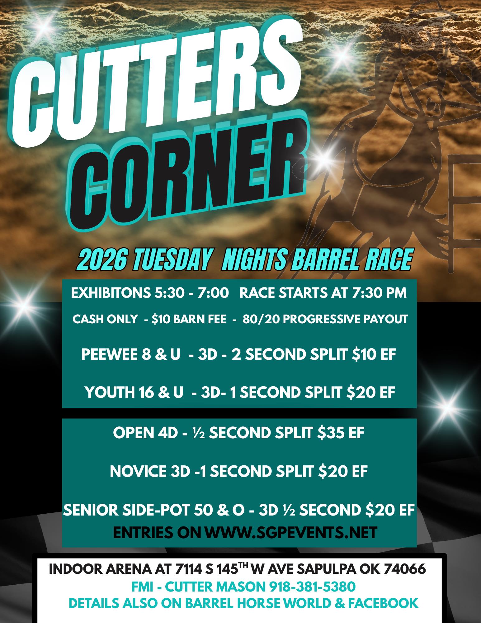 Flyer 1 for Cutters Corner Tuesday Night Barrel Races