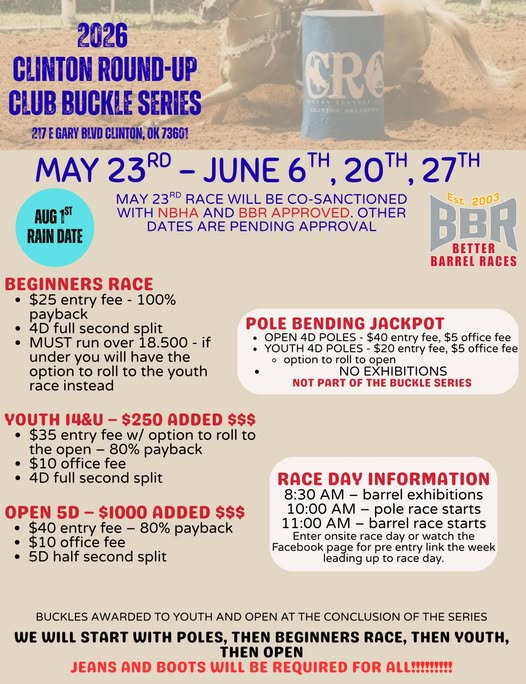 Flyer 1 for Clinton Round-Up Club Buckle Series