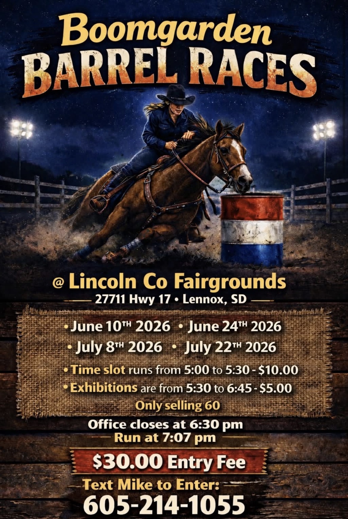 Flyer 1 for Boomgarden Barrel Race 