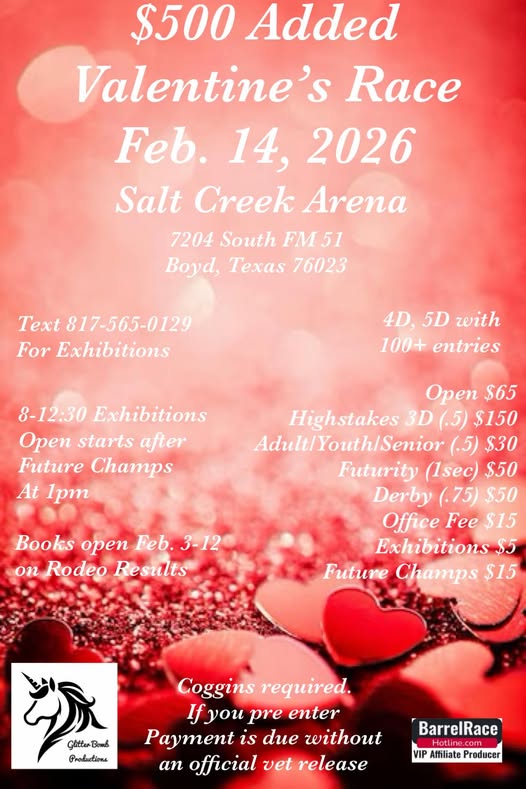 Flyer 1 for $500 Added Valentine's Race