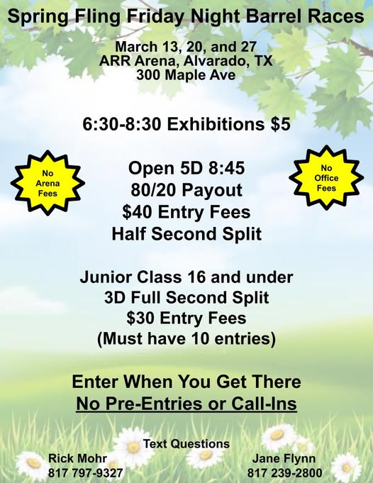 Flyer 1 for Spring Fling Friday Night Barrel Races