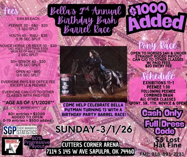 Bellas 2nd  Annual Birthday Bash Barrel Race