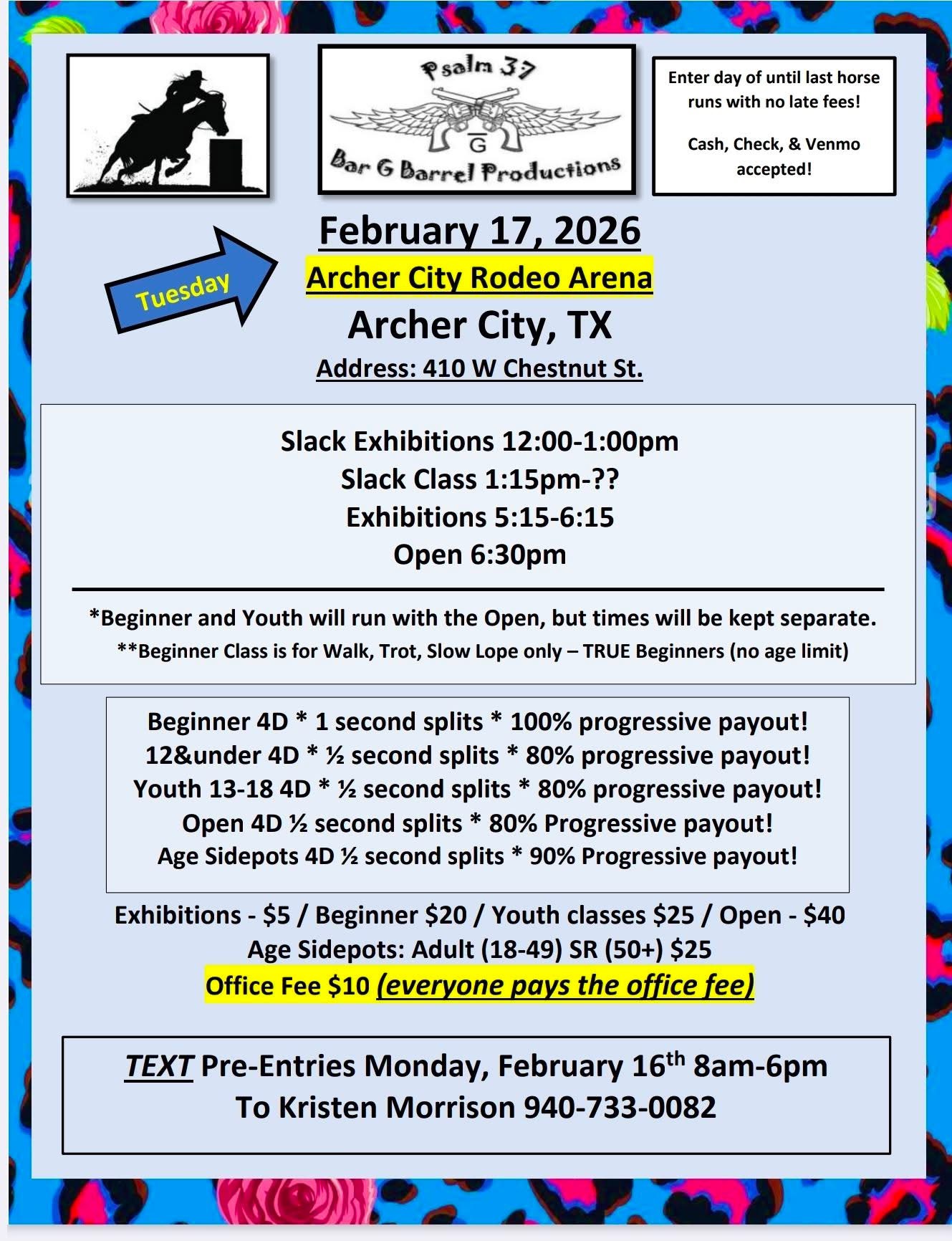 Flyer 1 for Bar G Barrel  Productions