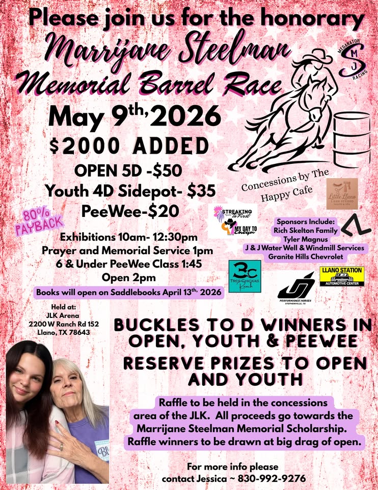 Flyer 1 for Marryanne Steelman Memorial Barrel Race