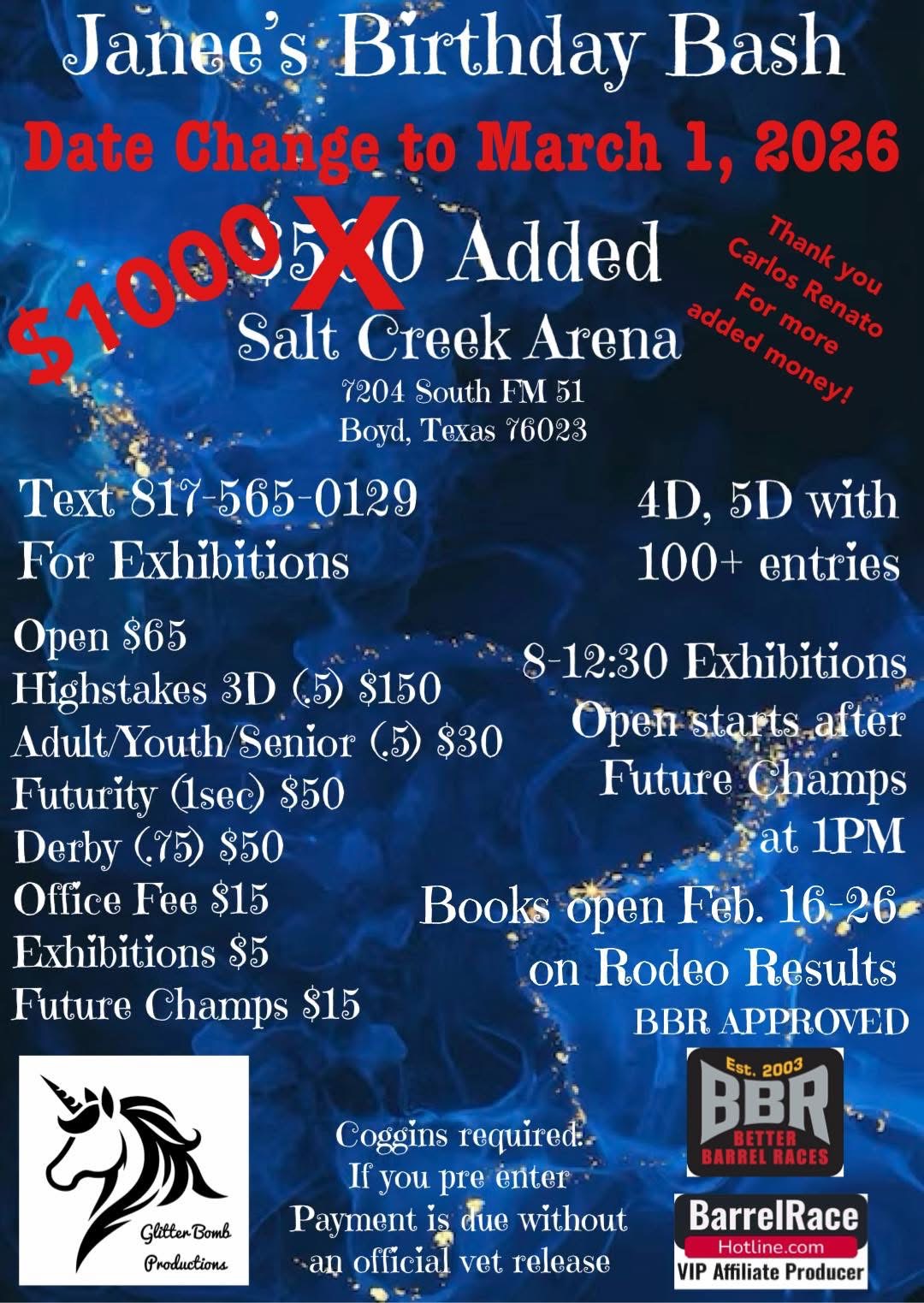 Flyer 1 for NEW DATE SUN 3/1 Janees Birthday Bash