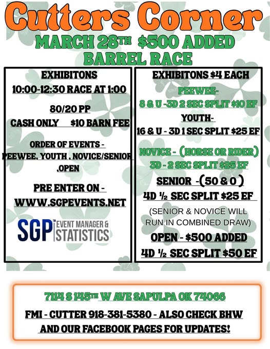 Flyer 1 for Cutters Corner Arena 2026 Schedule