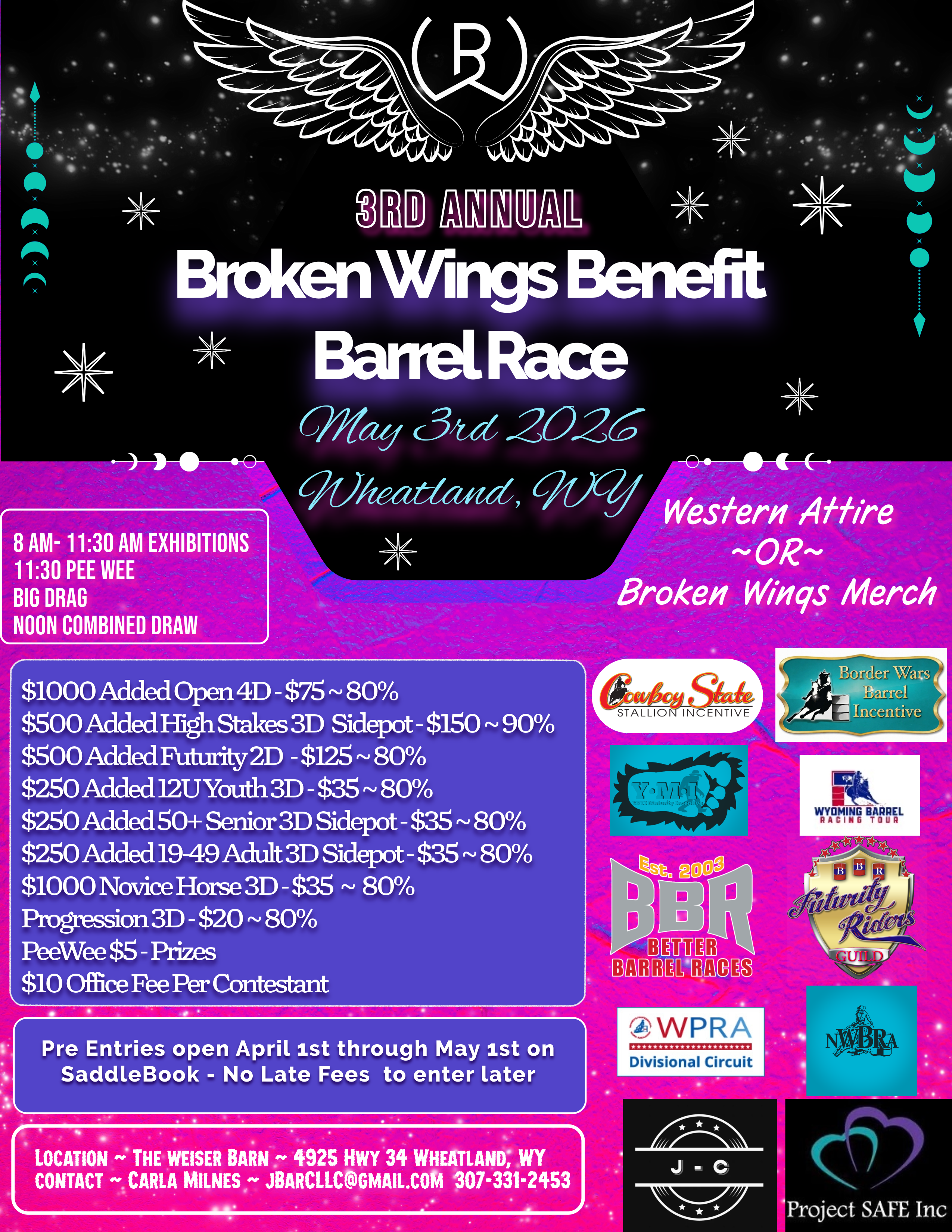 Flyer 1 for 3rd Annual Broken Wings Benefit Barrel Race