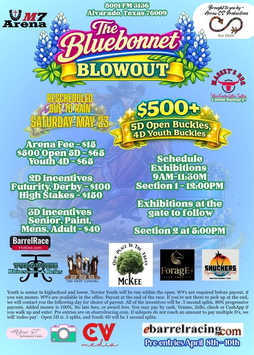 Flyer 1 for Bluebonnet Blowout- Rescheduled from April