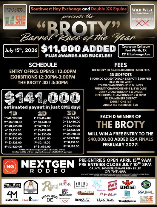Flyer 1 for BROTY Barrel Race of the Year
