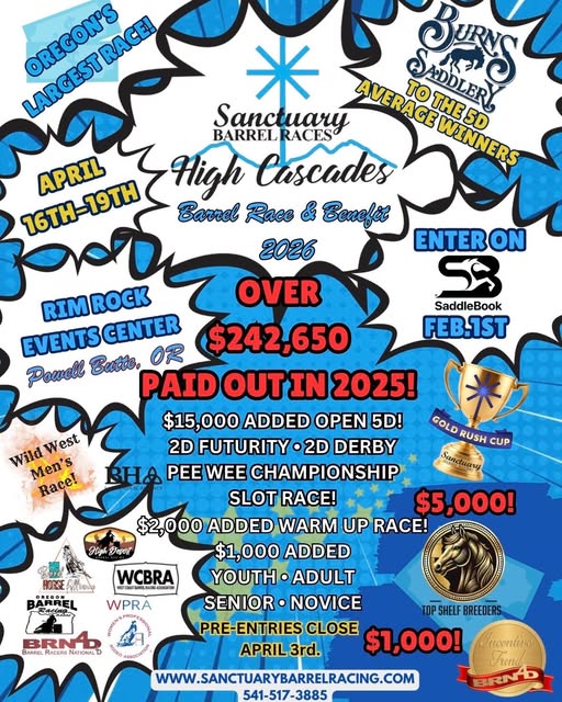 Flyer 1 for High Cascade Futurity and Benefit