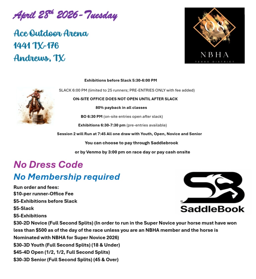 Flyer 1 for NBHA TX 08 Barrel Race 