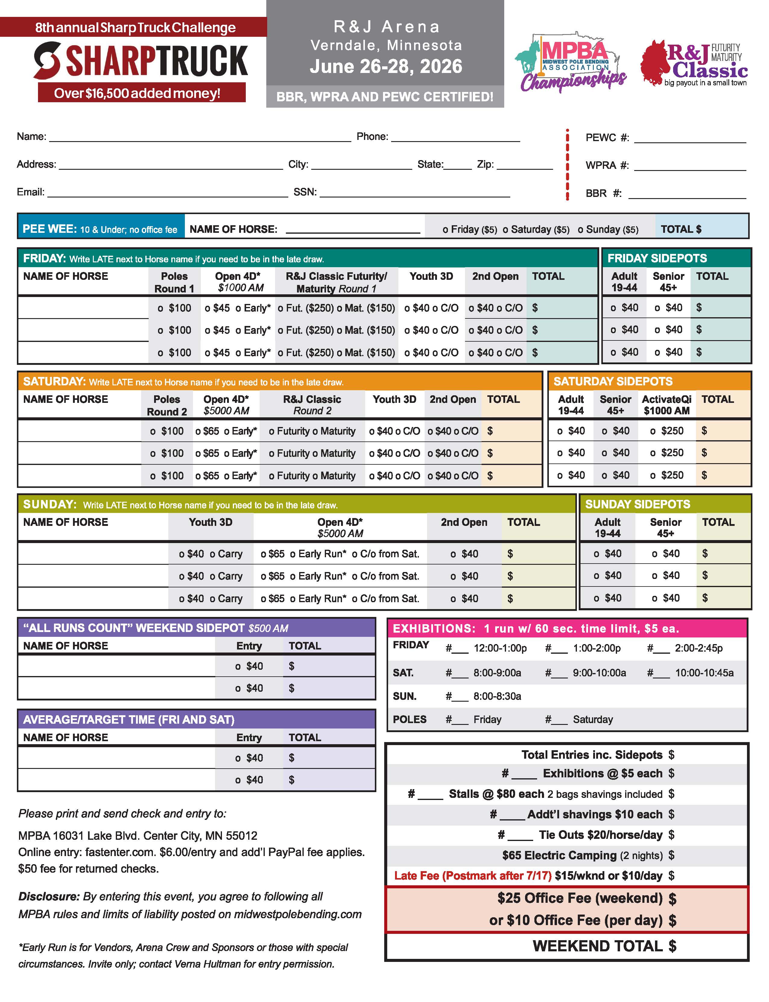 Flyer 2 for Madrinas Challenge, R & J Classic Futurity/Maturity Stop #2, and MPBA Championships