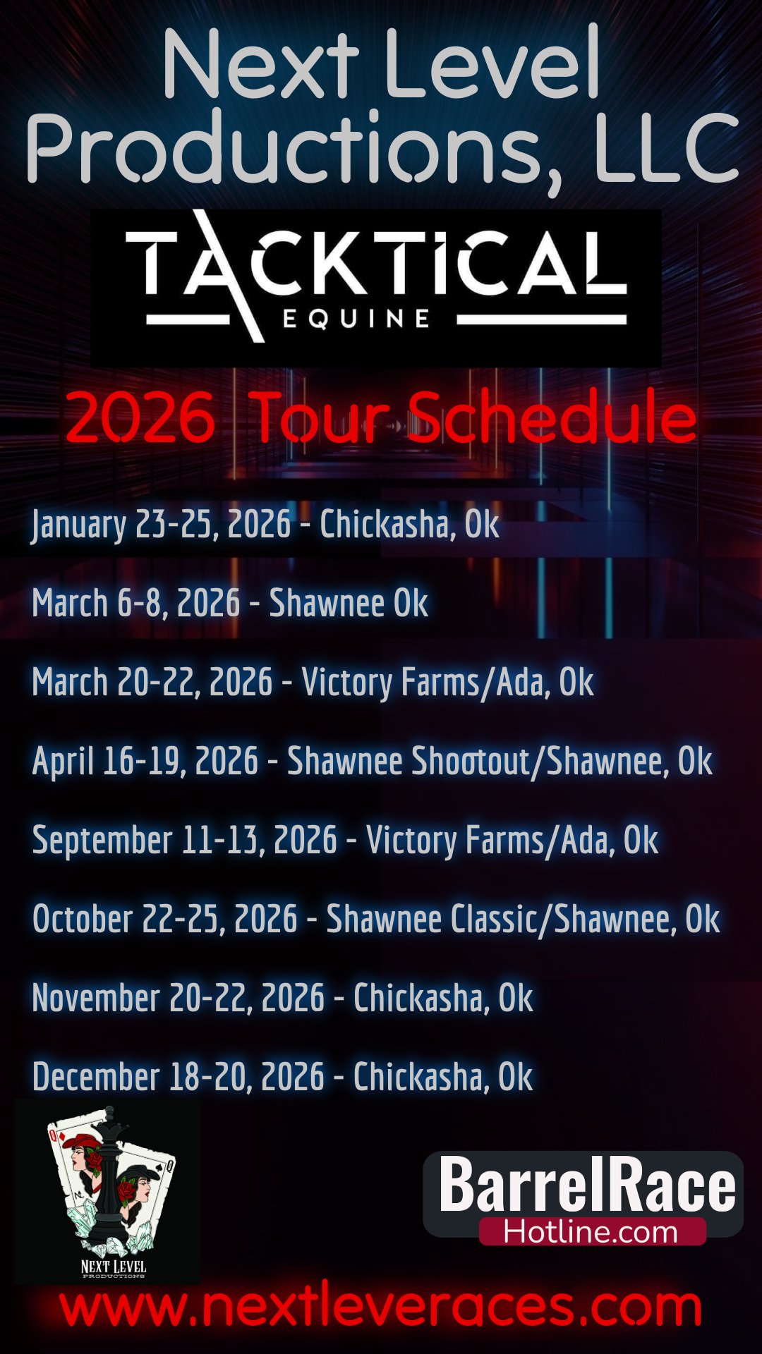 Flyer 2 for Next Level Productions, LLC Tacktical Equine Tour