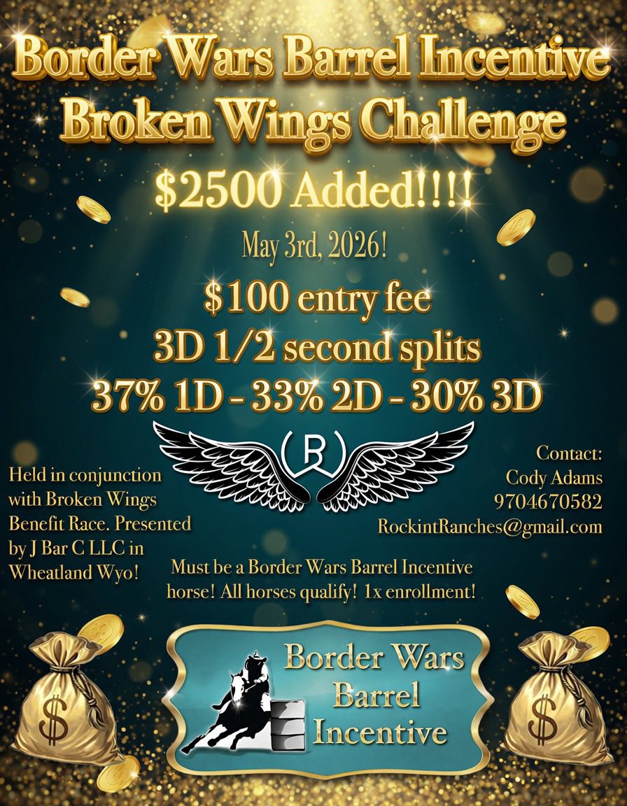 Flyer 4 for 3rd Annual Broken Wings Benefit Barrel Race